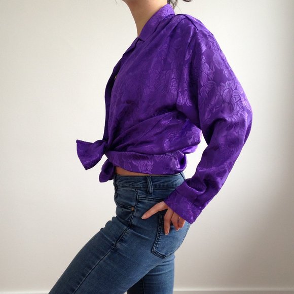 H.E.R - Beautiful Silky Purple Oversized Blouse - Picture 4 of 13